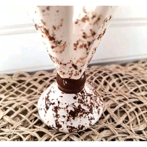 Vintage Umbrella Hat Pin Holder, Brown Speckled Porcelain, EUC - Picture 4 of 8